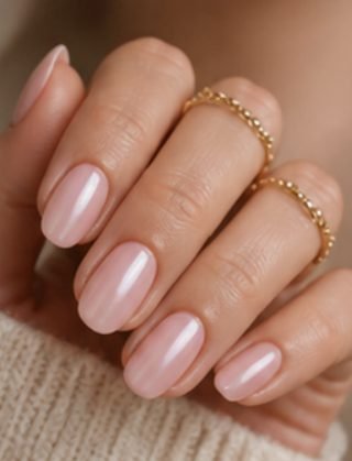 Uñas nude brillantes