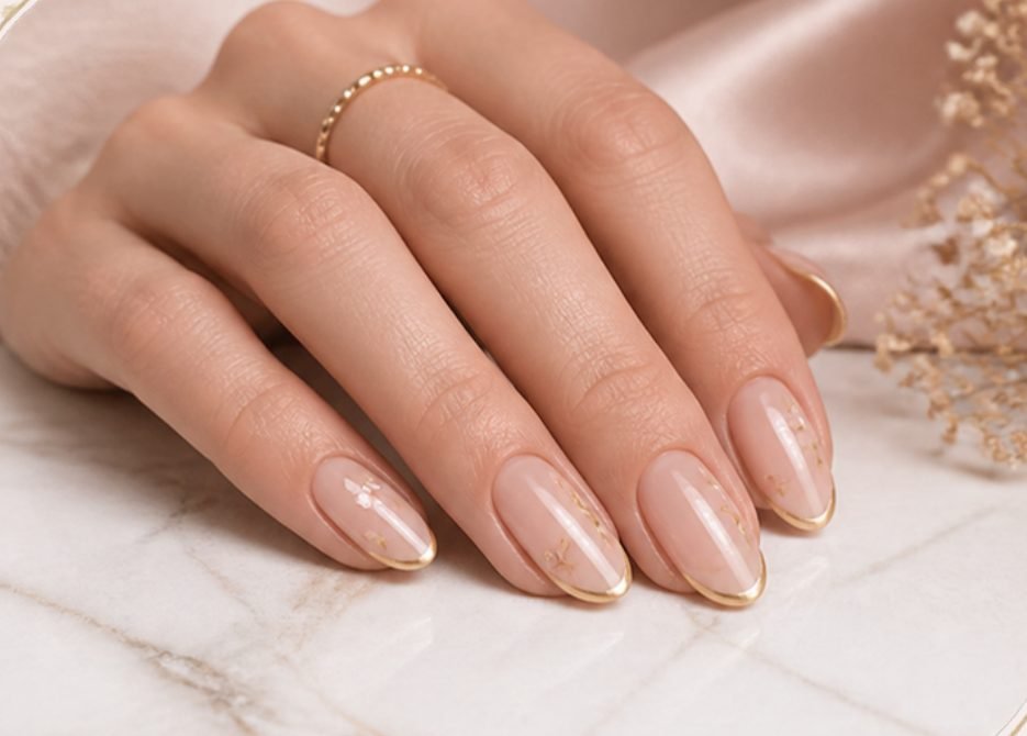 Manos con uñas nude perfectas hechas en casa